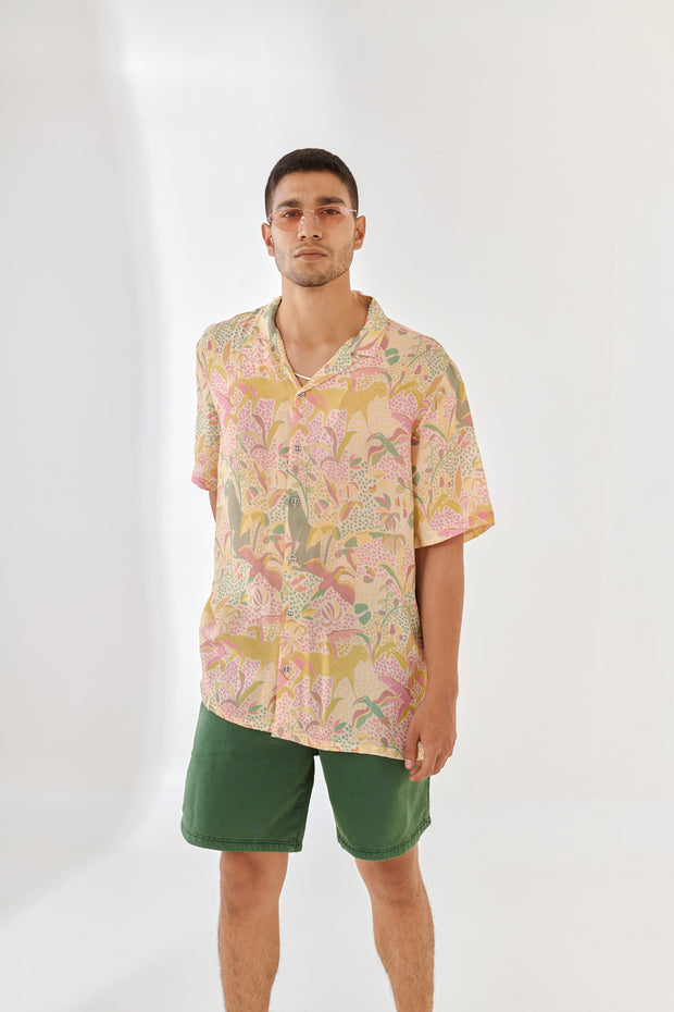 Shaye Cream Oversize Hawaiian Collar Shirt