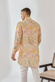 Shaye Cream Floral Full Button Kurta