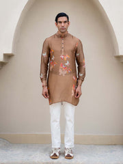 Light Brown Butterfly Printed Kurta