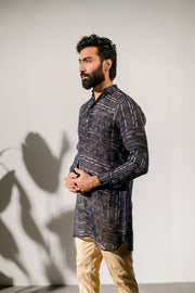 Rustic Boho Black - Silk - Ganganagry Kurta For Men