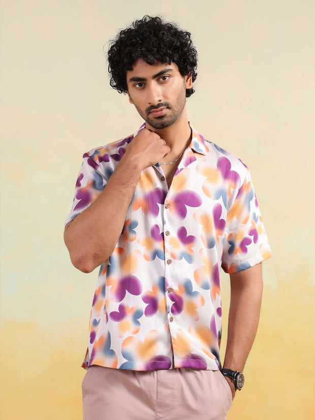 Tropical Bloom Relaxed Fit Cuban Collar Shirt