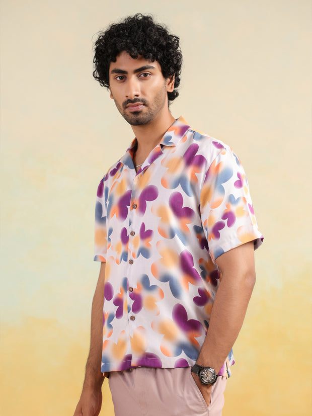 Tropical Bloom Relaxed Fit Cuban Collar Shirt