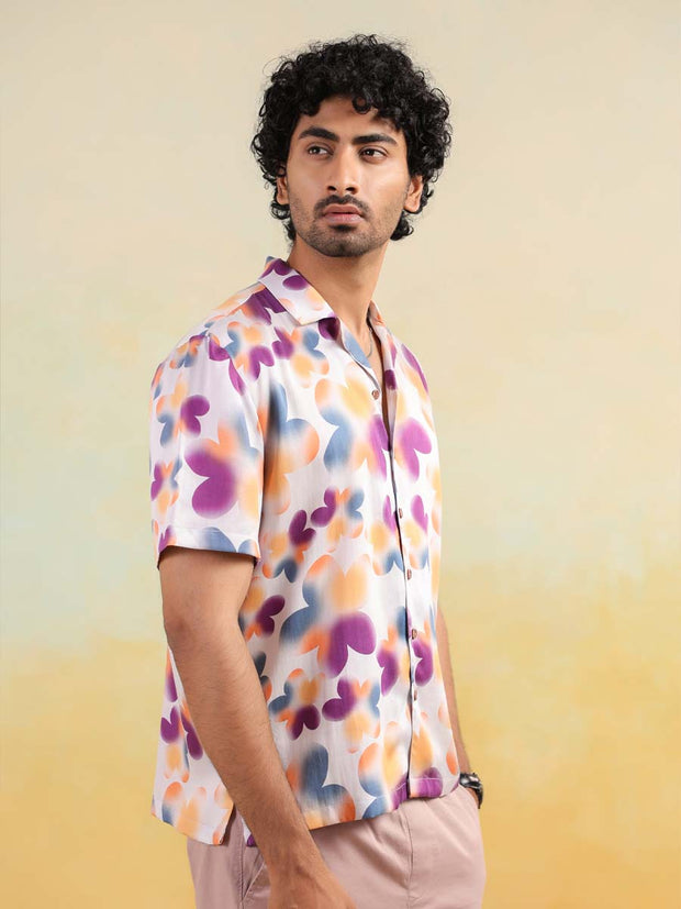 Tropical Bloom Relaxed Fit Cuban Collar Shirt