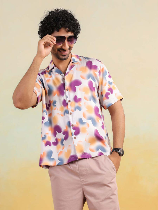 Tropical Bloom Relaxed Fit Cuban Collar Shirt