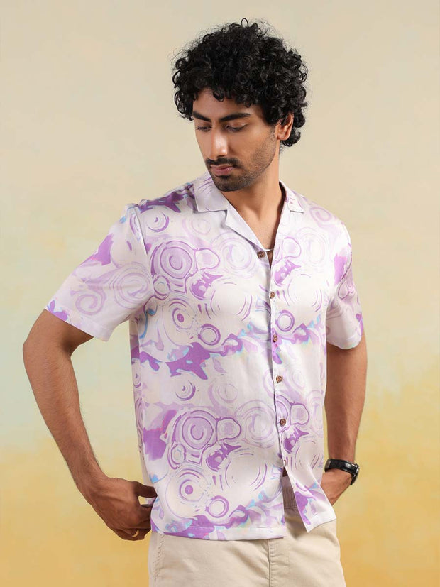 Moon Swirl Relaxed Fit Cuban Collar Shirt