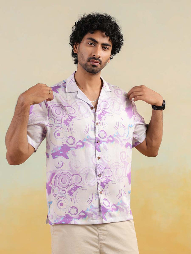 Moon Swirl Relaxed Fit Cuban Collar Shirt