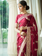 Wine Satin Saree