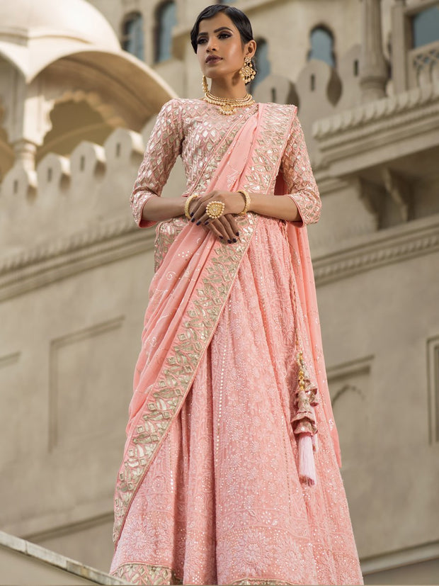 Pink Georgette Lehenga