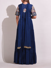 Blue Georgette Gown Set