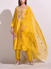 Mustard Chanderi Salwar Suit Set