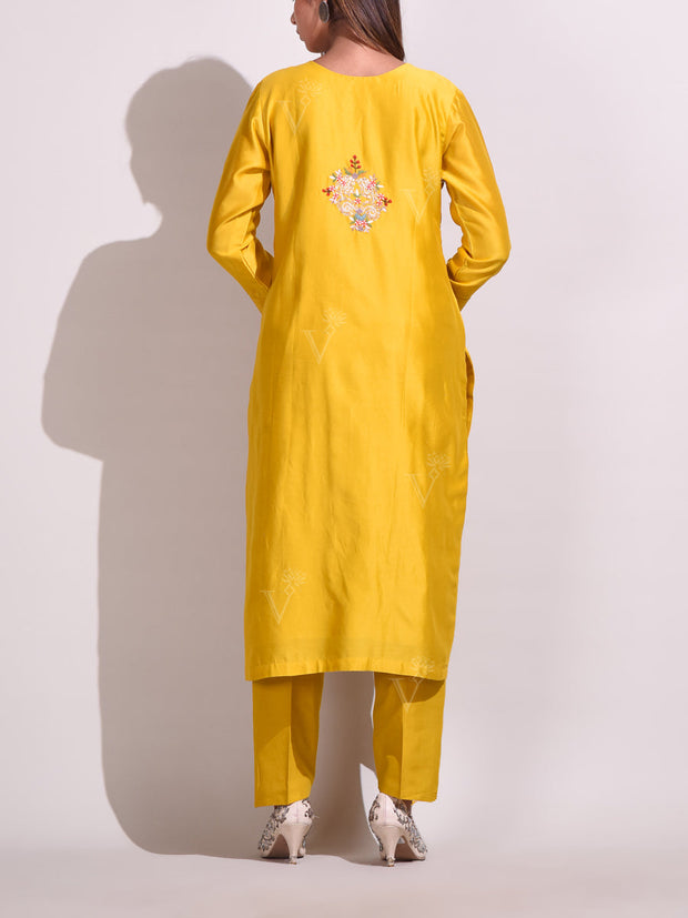 Mustard Chanderi Salwar Suit Set