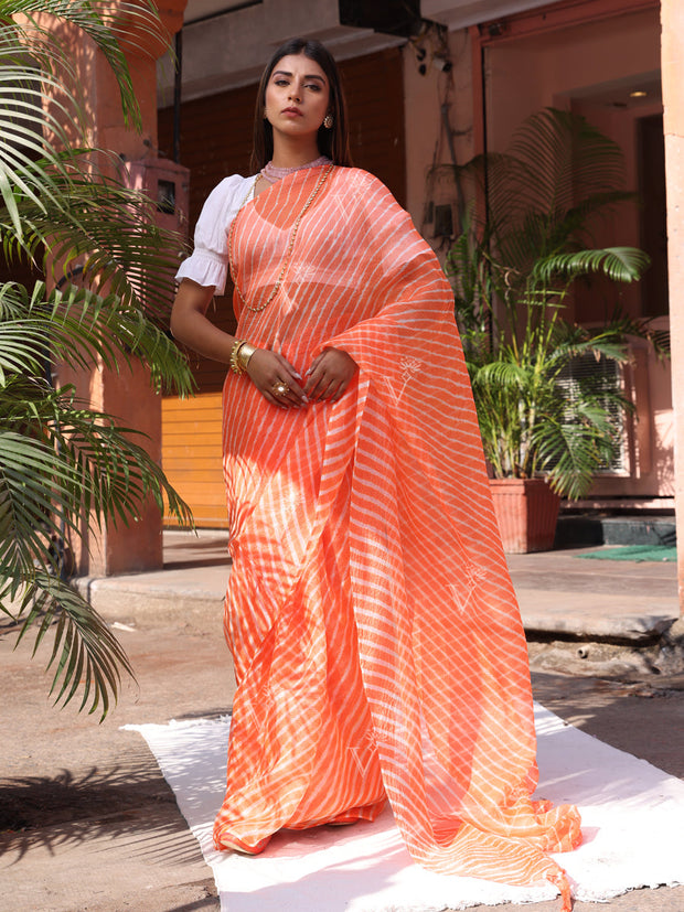 Orange Leheriya Saree