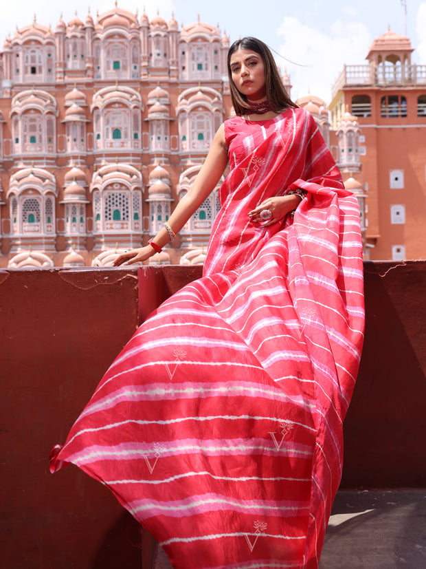 Red Silk Leheriya Saree