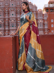 Multi Color Silk Leheriya Saree