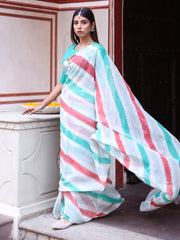 Multi Color Chinnon Leheriya Saree