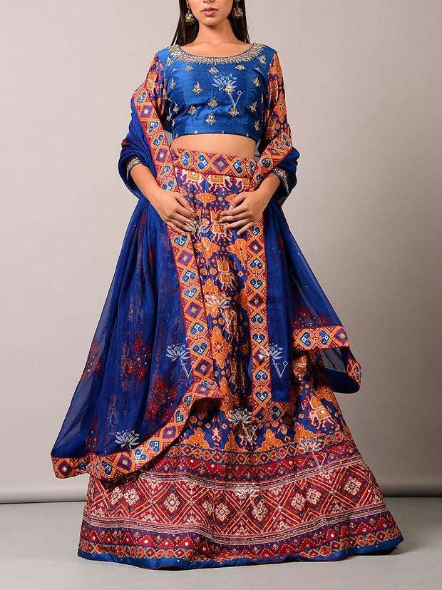 Lehenga, Lehenga set, Lehengas, Printed, Zari, Sequence, Bright, Party wear, Choli, Navratri, Rajsathani, Navratra, Patola