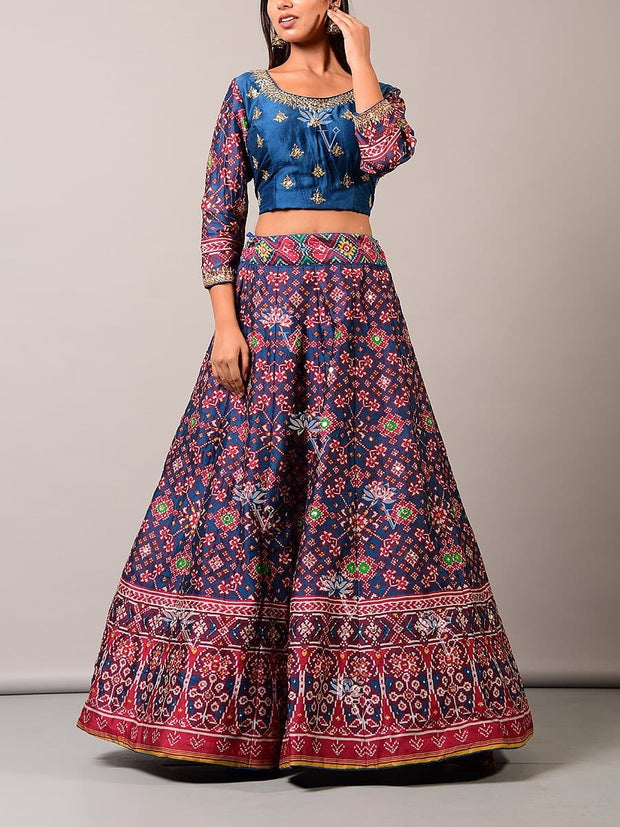 Lehenga, Lehenga set, Lehengas, Printed, Zari, Sequence, Bright, Party wear, Choli, Navratri, Rajsathani, Navratra, Patola