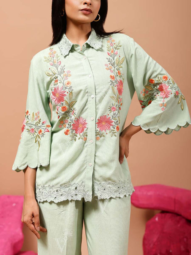 Green Rayon Co-ord Set