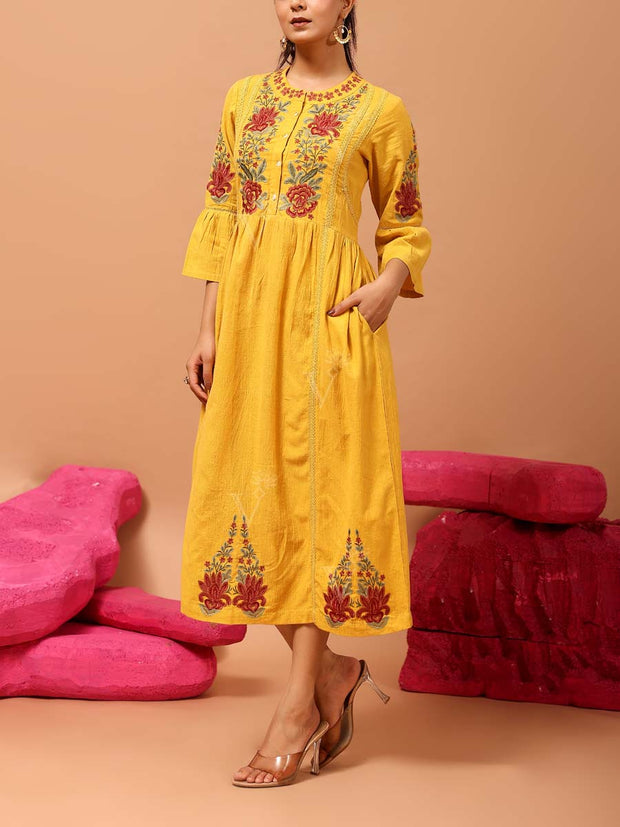 Mustard Cotton Dress