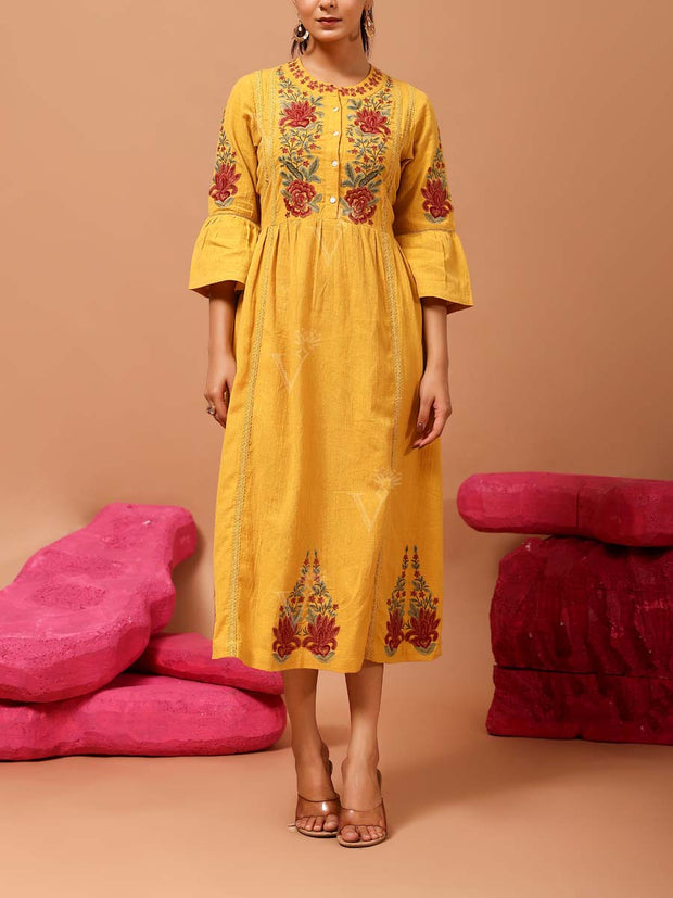 DD35, MTO, RK, Mustard , yellow , cotton, dress , summer , monsoon24 , cotton dress