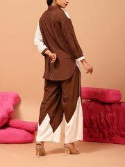 Brown Rayon Cotton Co-ord Set