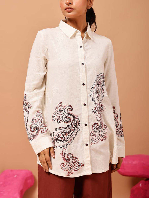 Beige Rayon Cotton Shirt