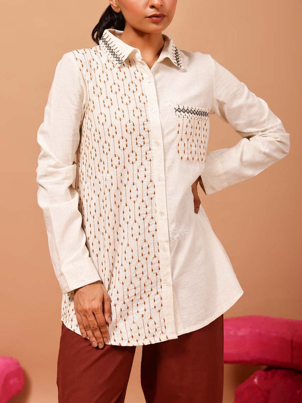 Beige Rayon Cotton Shirt