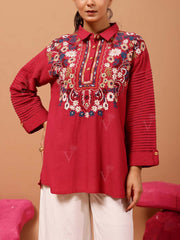 Red Rayon Cotton Shirt