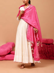 Off White Chanderi Anarkali Suit Set