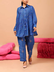 Blue Vasansi Silk Leheriya Co-ord Set