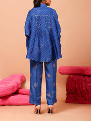 Blue Vasansi Silk Leheriya Co-ord Set