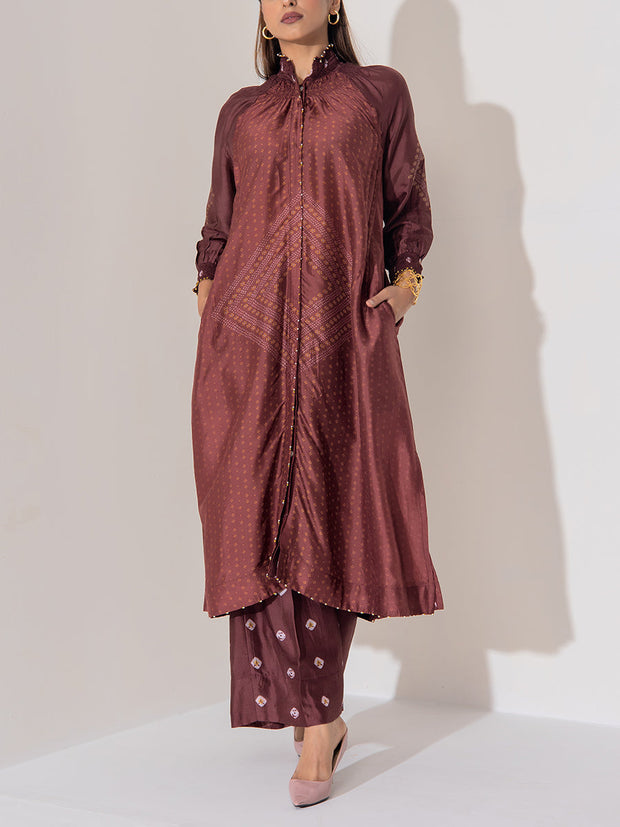 Brown Vasansi Silk Co-Ord Set