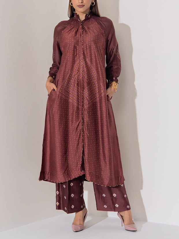 Brown Vasansi Silk Co-Ord Set
