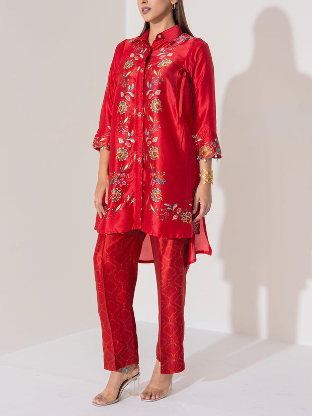 Maroon Vasansi Silk Co-Ord Set
