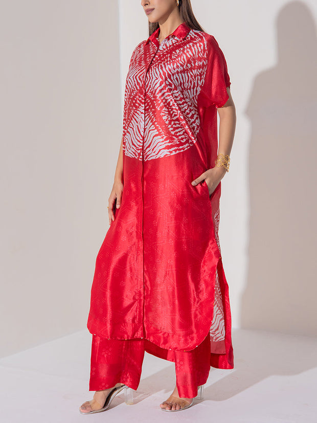 Red Vasansi Silk Co-Ord Set
