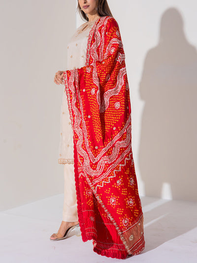 Off White Tissue Silk Suit Set
