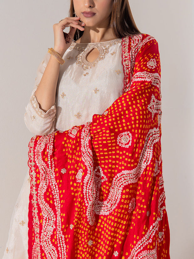 Off White Tissue Silk Suit Set