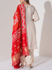 Off White Tissue Silk Suit Set
