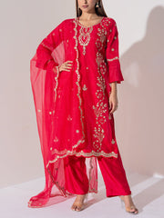 Red Vasansi Silk Suit Set