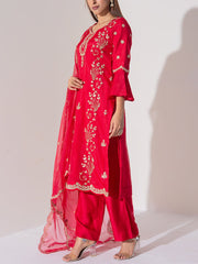 Red Vasansi Silk Suit Set