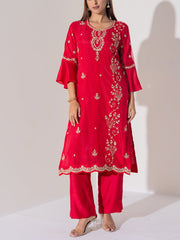 Red Vasansi Silk Suit Set