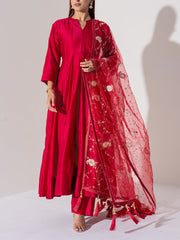 Maroon Chanderi Silk Suit Set
