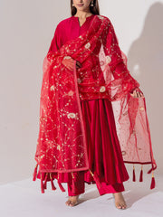 Maroon Chanderi Silk Suit Set