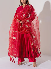 Maroon Chanderi Silk Suit Set