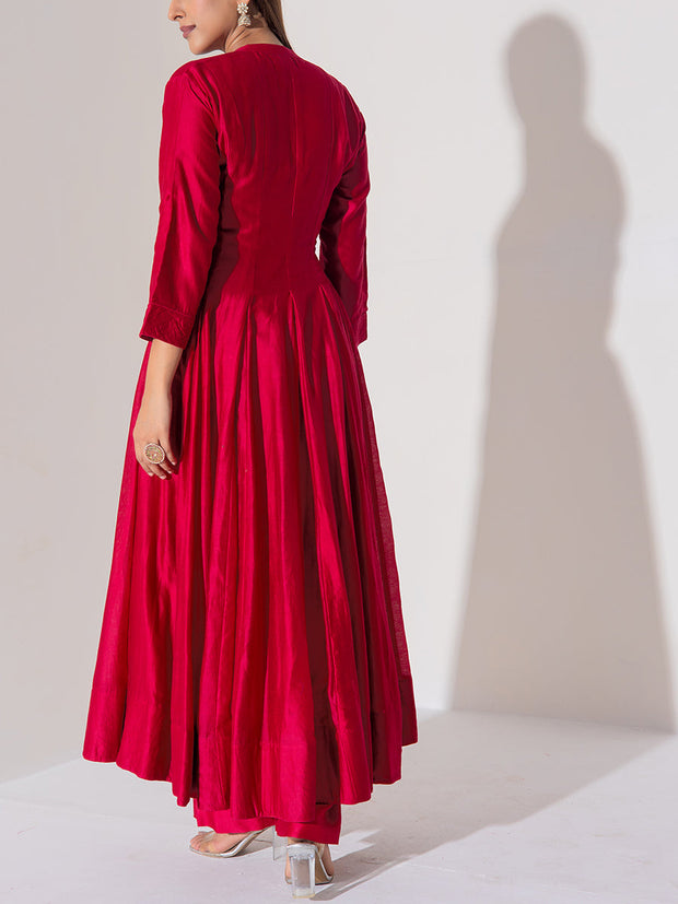 Maroon Chanderi Silk Suit Set