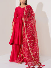 Maroon Chanderi Silk Suit Set