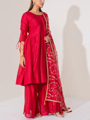 Maroon Chanderi Silk Suit Set