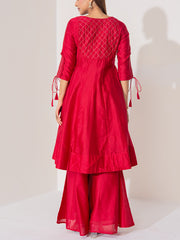 Maroon Chanderi Silk Suit Set