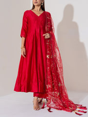 Maroon Chanderi Silk Suit Set