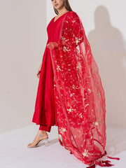 Maroon Chanderi Silk Suit Set